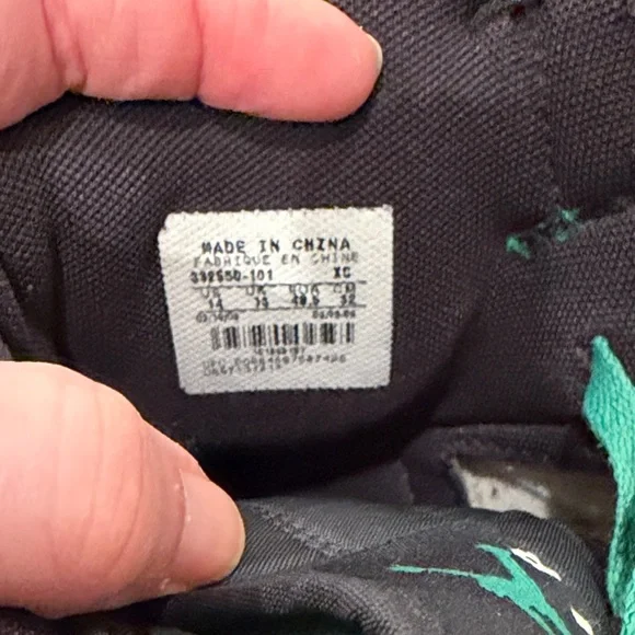 Air Jordan Black, Green and White High-Top Sneakers with Green Laces - Picture 2 of 15